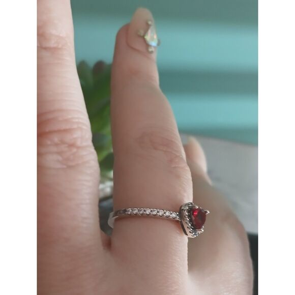 Pandora Elevated Red Heart Ring S925 ALE Sterling Silver Sparkling Pavé Frame - Picture 9 of 11